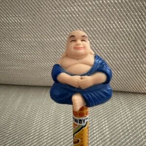 Blue Happy Buddha toy/ pencil topper